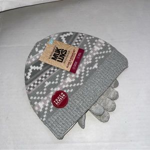 Muk Luks Women's Two Piece Beanie and Glove Set Touch Screen Compatible One Size